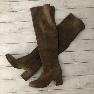 Taupe Suede Over The Knee Boots